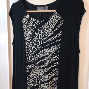 Travelers by Chicos Dress, Black and Animal Print, Size 2